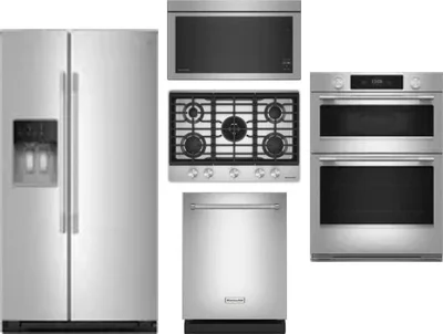 5 Piece Package Includes Refrigerator, Cooktop, Wall Oven, Microwave And Dishwasher