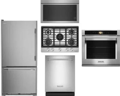 5 Piece Package Includes Refrigerator, Cooktop, Wall Oven, Microwave And Dishwasher