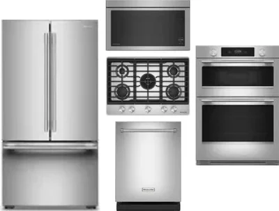 5 Piece Package Includes Refrigerator, Cooktop, Wall Oven, Microwave And Dishwasher