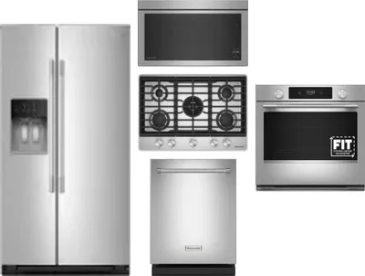 5 Piece Package Includes Refrigerator, Cooktop, Wall Oven, Microwave And Dishwasher