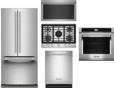 5 Piece Package Includes Refrigerator, Cooktop, Wall Oven, Microwave And Dishwasher