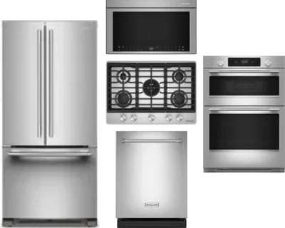 5 Piece Package Includes Refrigerator, Cooktop, Wall Oven, Microwave And Dishwasher
