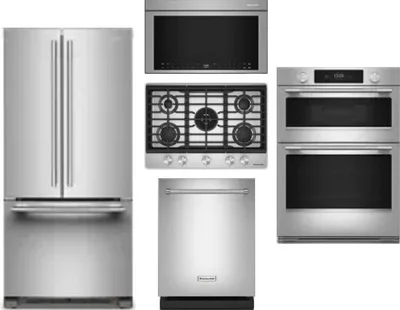 5 Piece Package Includes Refrigerator, Cooktop, Wall Oven, Microwave And Dishwasher