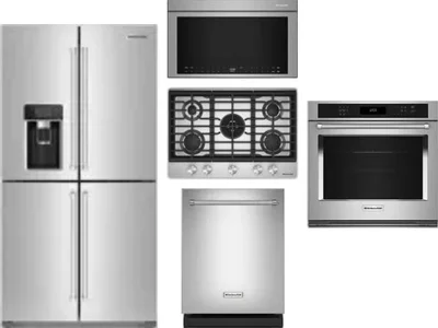 5 Piece Package Includes Refrigerator, Cooktop, Wall Oven, Microwave And Dishwasher