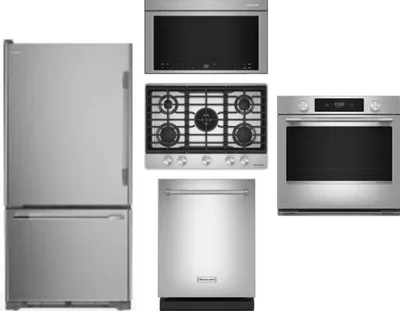 5 Piece Package Includes Refrigerator, Cooktop, Wall Oven, Microwave And Dishwasher