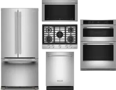 5 Piece Package Includes Refrigerator, Cooktop, Wall Oven, Microwave And Dishwasher