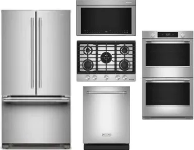 5 Piece Package Includes Refrigerator, Cooktop, Wall Oven, Microwave And Dishwasher