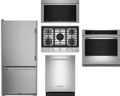 5 Piece Package Includes Refrigerator, Cooktop, Wall Oven, Microwave And Dishwasher