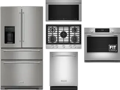 5 Piece Package Includes Refrigerator, Cooktop, Wall Oven, Microwave And Dishwasher