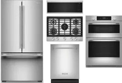 5 Piece Package Includes Refrigerator, Cooktop, Wall Oven, Microwave And Dishwasher