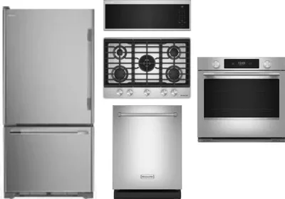 5 Piece Package Includes Refrigerator, Cooktop, Wall Oven, Microwave And Dishwasher