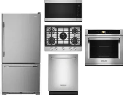 5 Piece Package Includes Refrigerator, Cooktop, Wall Oven, Microwave And Dishwasher