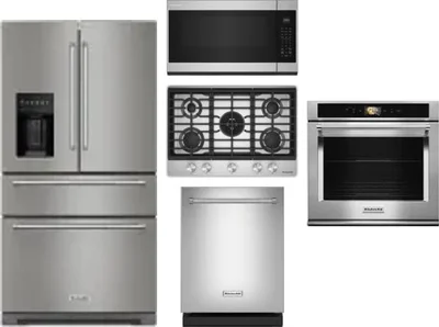 5 Piece Package Includes Refrigerator, Cooktop, Wall Oven, Microwave And Dishwasher
