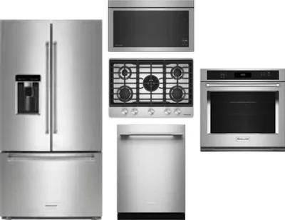 5 Piece Package Includes Refrigerator, Cooktop, Wall Oven, Microwave And Dishwasher