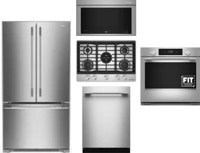 5 Piece Package Includes Refrigerator, Cooktop, Wall Oven, Microwave And Dishwasher