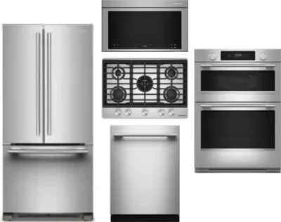 5 Piece Package Includes Refrigerator, Cooktop, Wall Oven, Microwave And Dishwasher