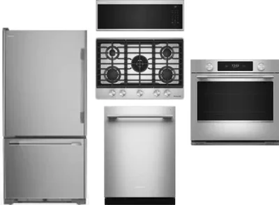 5 Piece Package Includes Refrigerator, Cooktop, Wall Oven, Microwave And Dishwasher