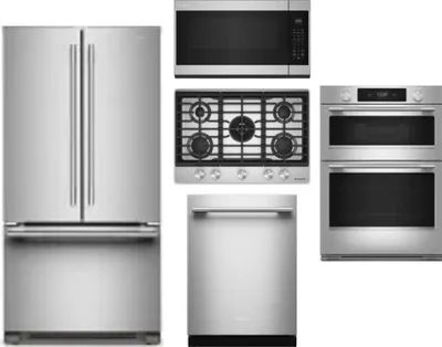 5 Piece Package Includes Refrigerator, Cooktop, Wall Oven, Microwave And Dishwasher