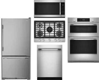 5 Piece Package Includes Refrigerator, Cooktop, Wall Oven, Microwave And Dishwasher