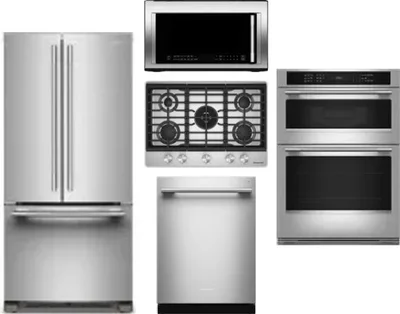 5 Piece Package Includes Refrigerator, Cooktop, Wall Oven, Microwave And Dishwasher