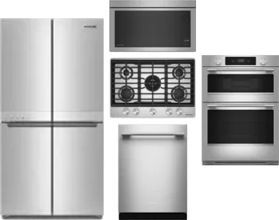5 Piece Package Includes Refrigerator, Cooktop, Wall Oven, Microwave And Dishwasher