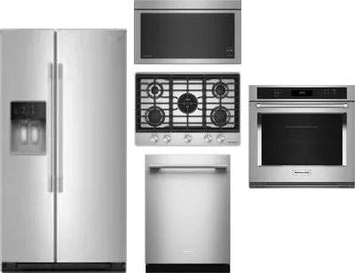 5 Piece Package Includes Refrigerator, Cooktop, Wall Oven, Microwave And Dishwasher