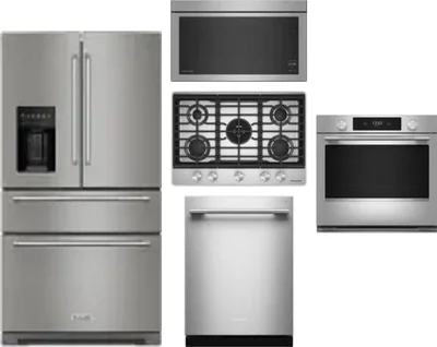 5 Piece Package Includes Refrigerator, Cooktop, Wall Oven, Microwave And Dishwasher