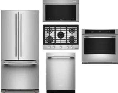 5 Piece Package Includes Refrigerator, Cooktop, Wall Oven, Microwave And Dishwasher