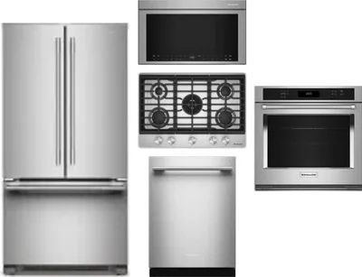 5 Piece Package Includes Refrigerator, Cooktop, Wall Oven, Microwave And Dishwasher