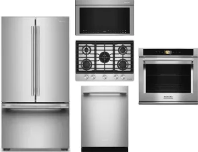 5 Piece Package Includes Refrigerator, Cooktop, Wall Oven, Microwave And Dishwasher