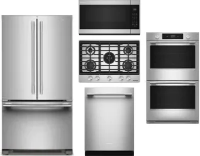 5 Piece Package Includes Refrigerator, Cooktop, Wall Oven, Microwave And Dishwasher