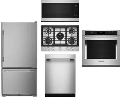 5 Piece Package Includes Refrigerator, Cooktop, Wall Oven, Microwave And Dishwasher