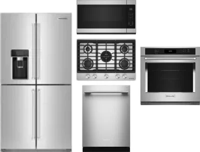 5 Piece Package Includes Refrigerator, Cooktop, Wall Oven, Microwave And Dishwasher