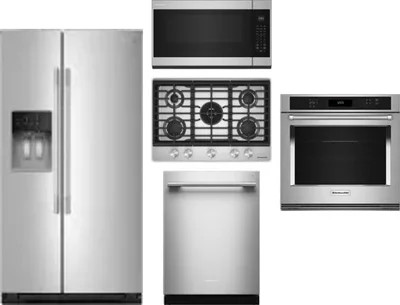 5 Piece Package Includes Refrigerator, Cooktop, Wall Oven, Microwave And Dishwasher