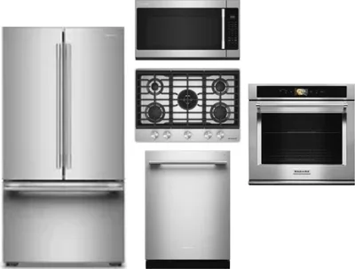 5 Piece Package Includes Refrigerator, Cooktop, Wall Oven, Microwave And Dishwasher