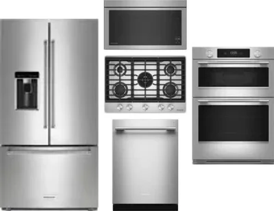 5 Piece Package Includes Refrigerator, Cooktop, Wall Oven, Microwave And Dishwasher