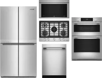 5 Piece Package Includes Refrigerator, Cooktop, Wall Oven, Microwave And Dishwasher