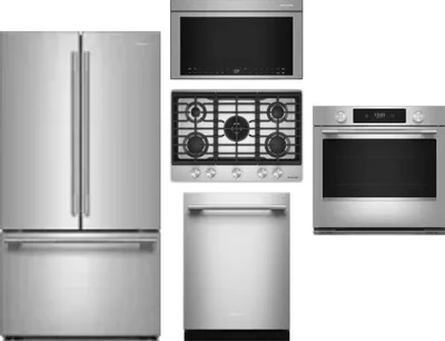5 Piece Package Includes Refrigerator, Cooktop, Wall Oven, Microwave And Dishwasher