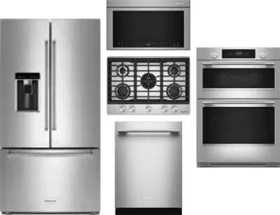 5 Piece Package Includes Refrigerator, Cooktop, Wall Oven, Microwave And Dishwasher
