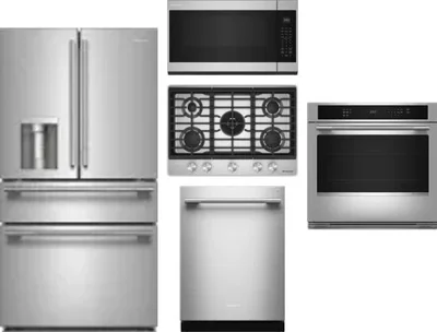 5 Piece Package Includes Refrigerator, Cooktop, Wall Oven, Microwave And Dishwasher