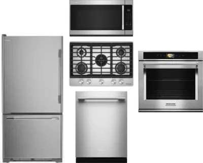 5 Piece Package Includes Refrigerator, Cooktop, Wall Oven, Microwave And Dishwasher