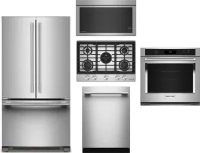 5 Piece Package Includes Refrigerator, Cooktop, Wall Oven, Microwave And Dishwasher