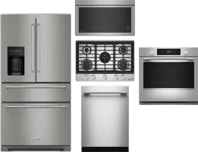 5 Piece Package Includes Refrigerator, Cooktop, Wall Oven, Microwave And Dishwasher