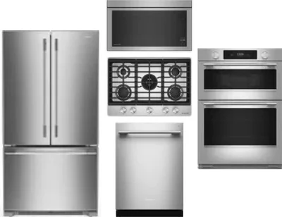 5 Piece Package Includes Refrigerator, Cooktop, Wall Oven, Microwave And Dishwasher