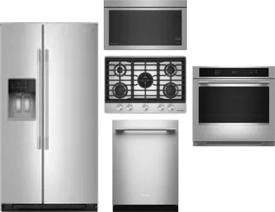 5 Piece Package Includes Refrigerator, Cooktop, Wall Oven, Microwave And Dishwasher