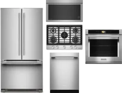 5 Piece Package Includes Refrigerator, Cooktop, Wall Oven, Microwave And Dishwasher