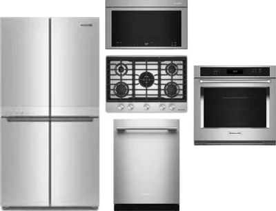 5 Piece Package Includes Refrigerator, Cooktop, Wall Oven, Microwave And Dishwasher