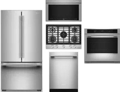 5 Piece Package Includes Refrigerator, Cooktop, Wall Oven, Microwave And Dishwasher