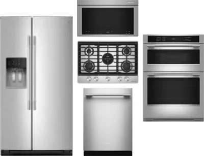 5 Piece Package Includes Refrigerator, Cooktop, Wall Oven, Microwave And Dishwasher