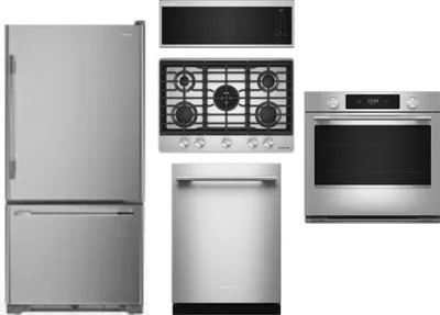 5 Piece Package Includes Refrigerator, Cooktop, Wall Oven, Microwave And Dishwasher